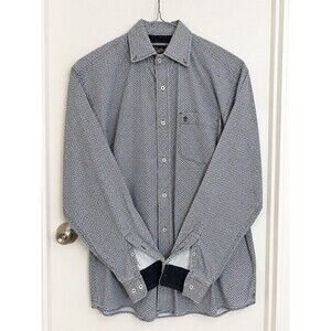 Rafter C Western Shirt Mens Large L Long Sleeve Geometric Medallion Print Blue
